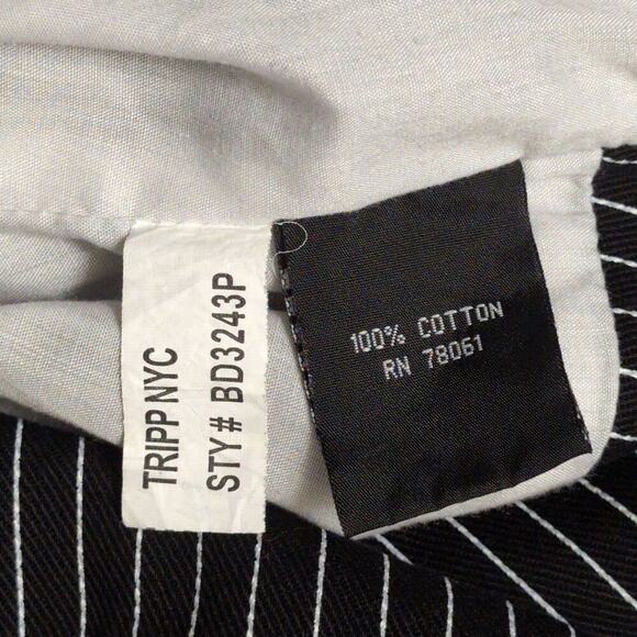 Tripp NYC Black White Striped Asymmetrical Zip Biker Jacket Moto Size M - Picture 7 of 9